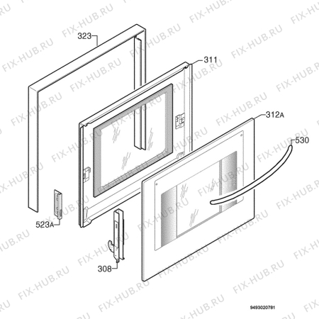 Взрыв-схема плиты (духовки) Zanussi ZHM755N - Схема узла Door 003